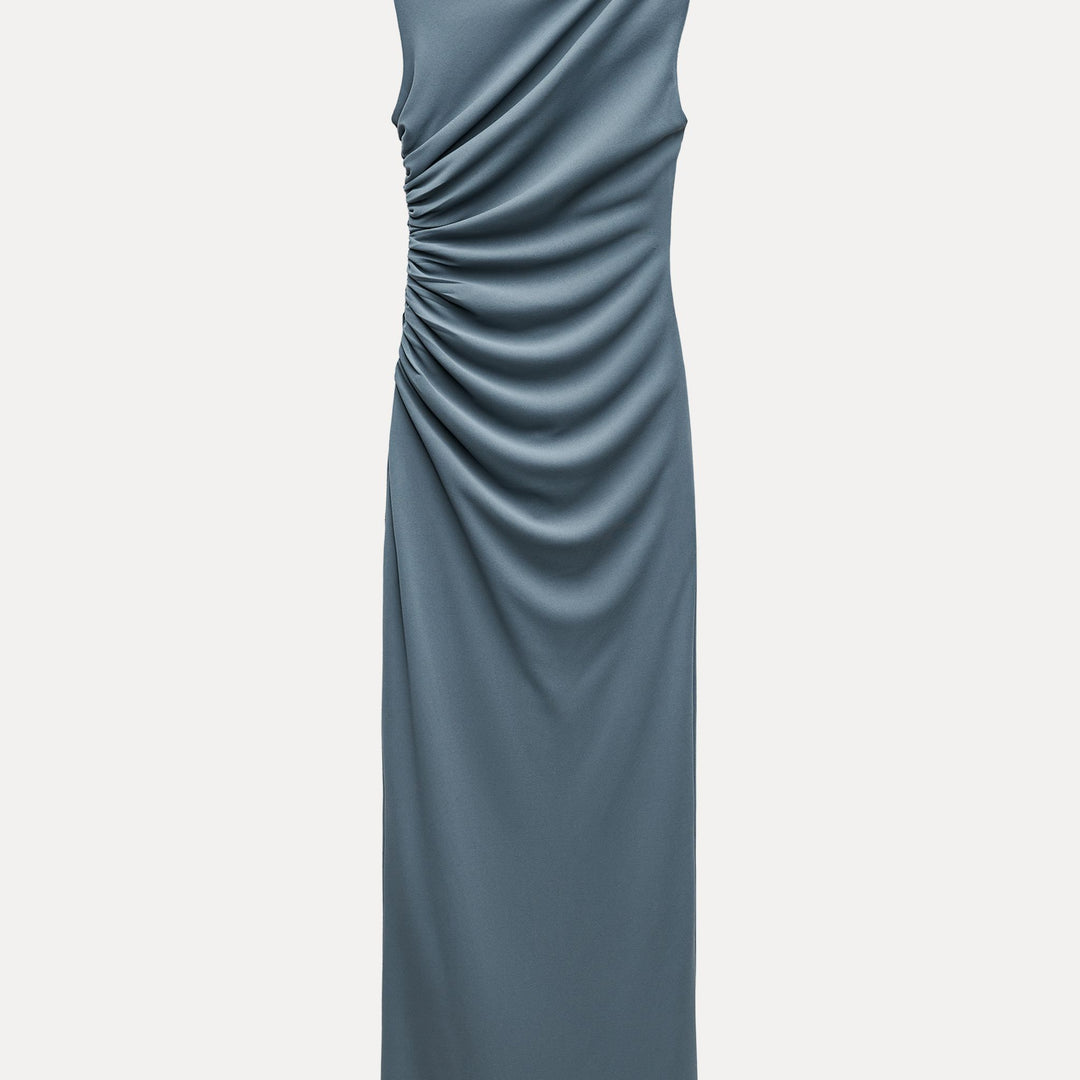 Moudda ZARA - Robe mi-longue drapée maille manches courtes col rond - Tunisie 1