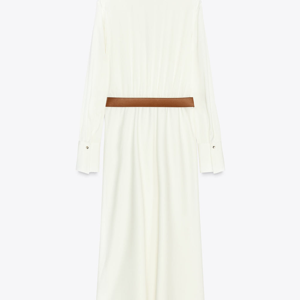 Moudda ZARA - Robe Midi Satin - Encolure Croisée & Détail Ceinture - Tunisie 2