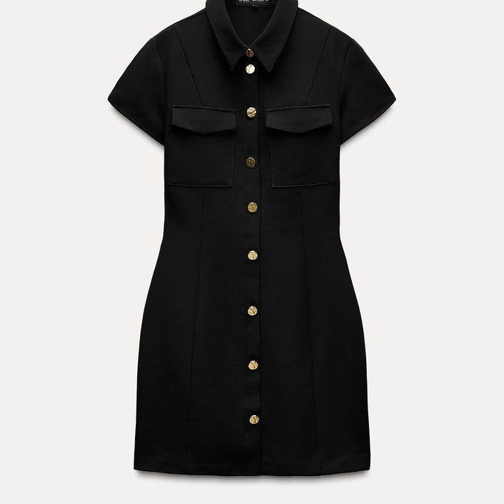 Moudda ZARA - Robe courte manches courtes ajustée poche et bouton doré - Tunisie 1