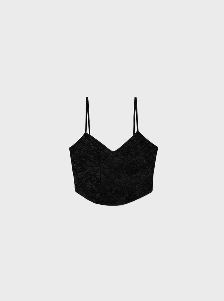 Moudda STRADIVARIUS - T-Shirt Crop Top en Dentelle - Tunisie 2