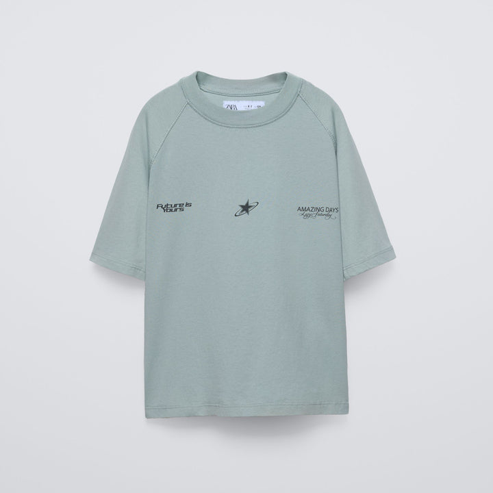 Moudda ZARA - T-shirt manches courtes dégradé motif + imprimé devant - Tunisie 2
