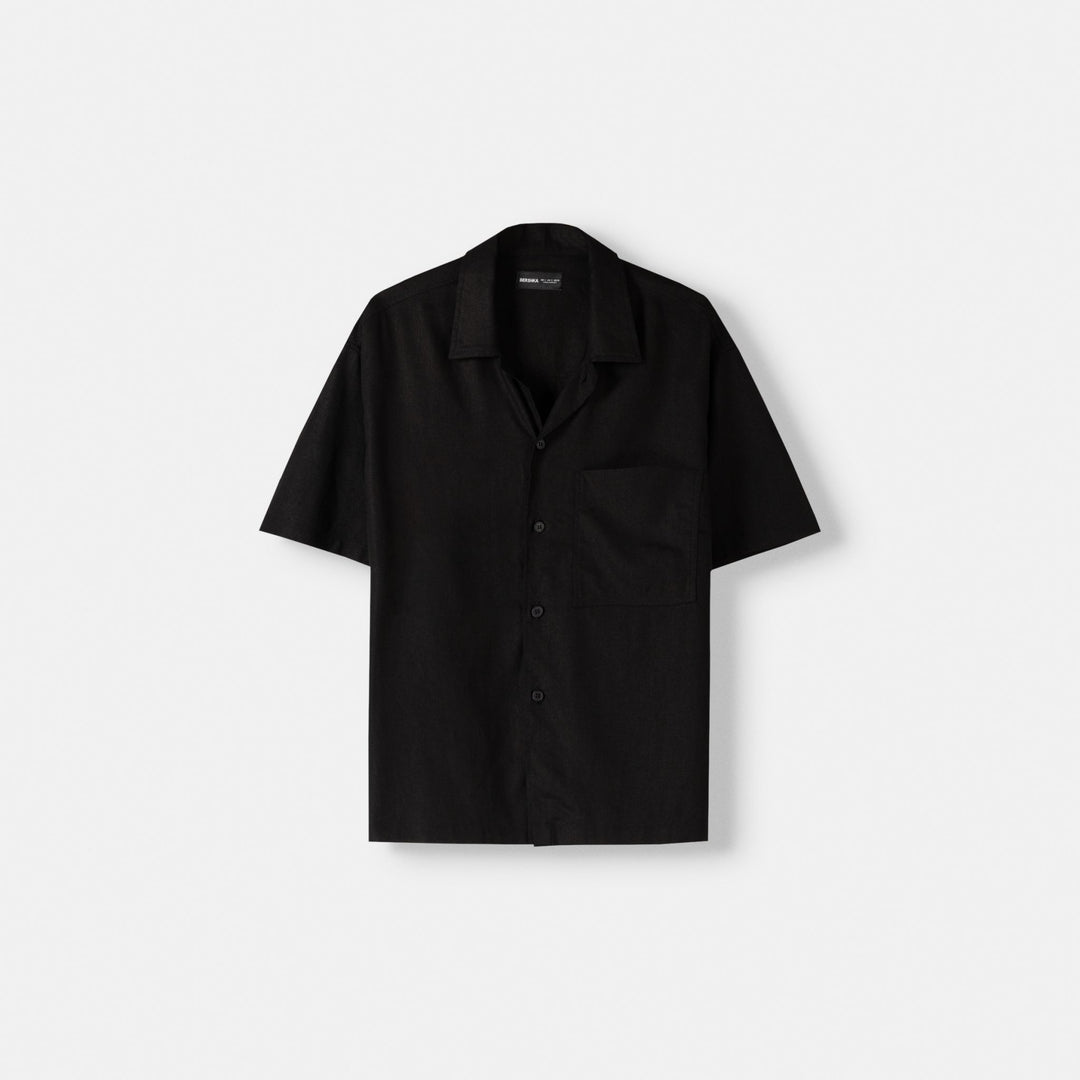 Moudda BERSHKA - Chemise Manches Courtes Relax Lin et Viscose - Tunisie 1