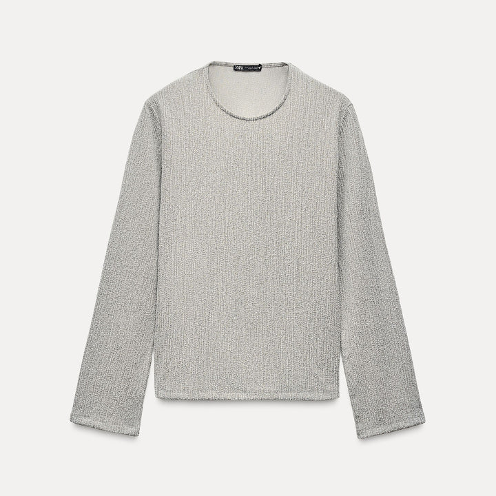 Moudda ZARA - Gris perlé – sweat nœud texture brossée coordonné - Tunisie 1