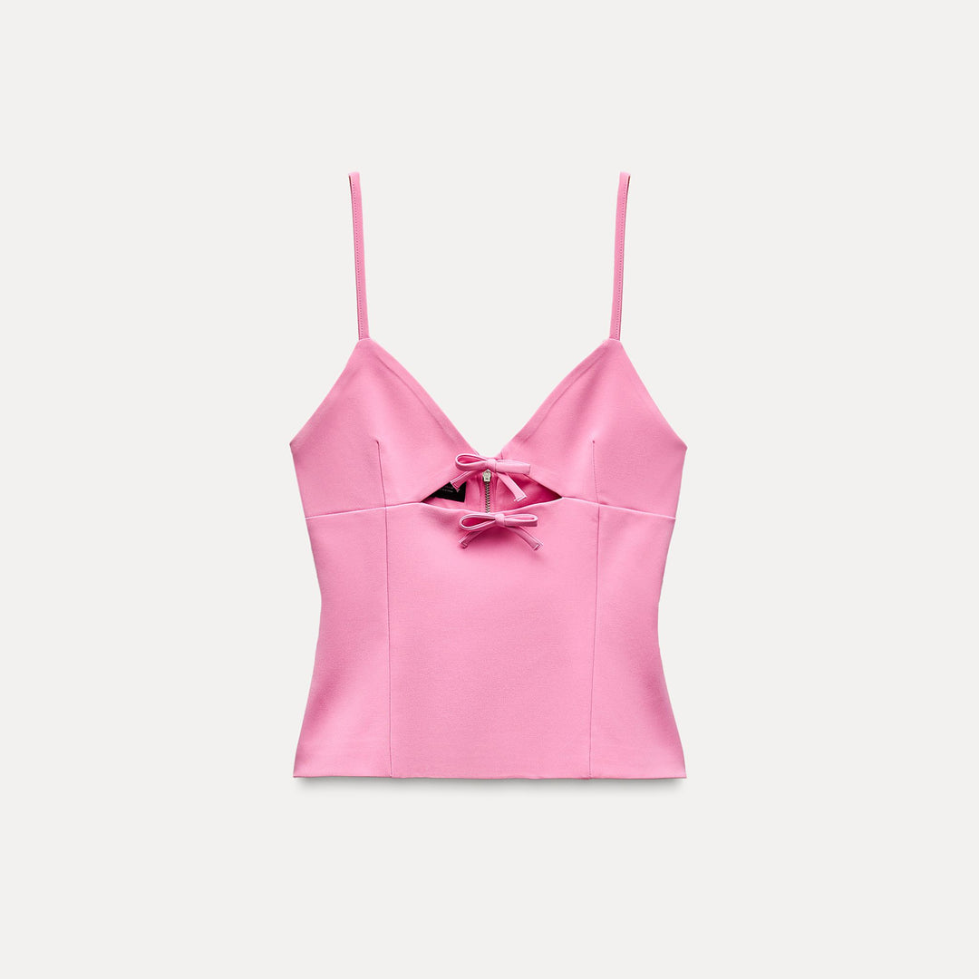 Moudda ZARA - Haut élastique bretelles décolleté en V, découpes, nœuds - Tunisie 1