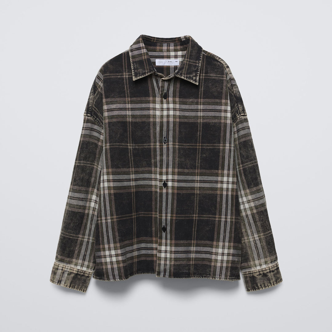 Moudda ZARA - Chemise manches longues carreaux, lavage acid - Tunisie 1