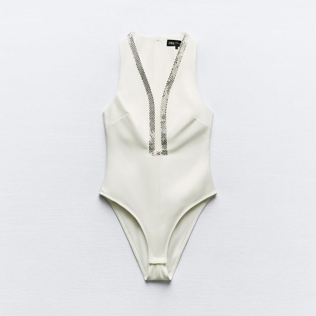 Moudda ZARA - Body extensible manches courtes encolure carrée brillante - Tunisie 1