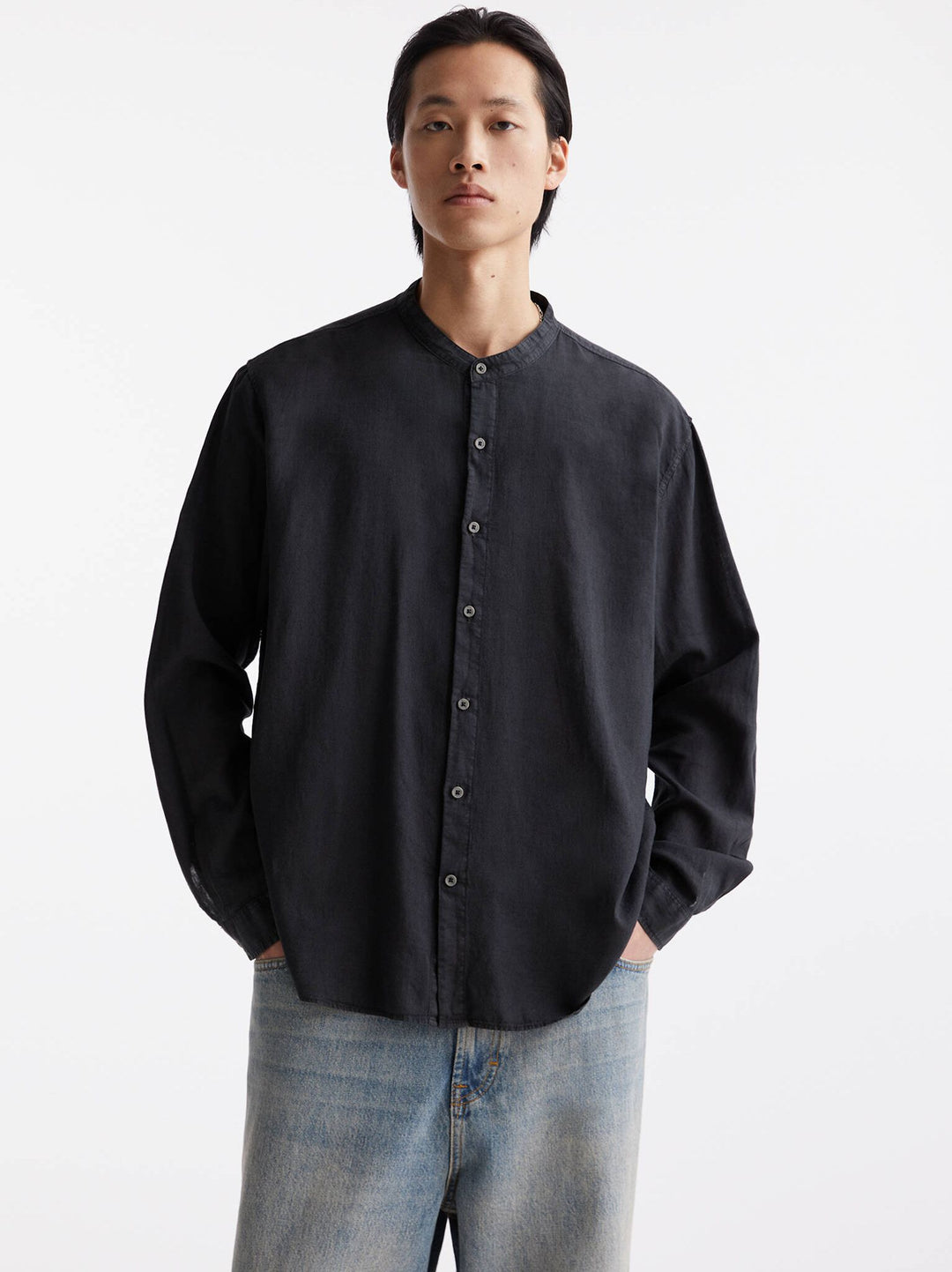 Moudda PULL & BEAR - Chemise Manches Longues Basique Col Mao - Tunisie 5