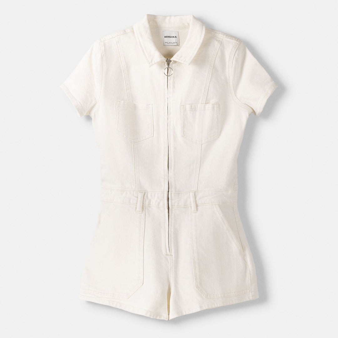 Moudda BERSHKA - Beige – combinaison jean courte - Tunisie 1