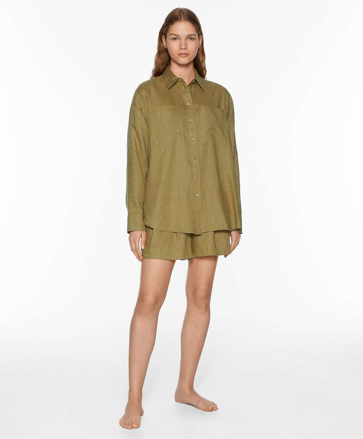Moudda Oysho - Short 100% Lin Coupe Tailleur Taille Haute - Tunisie 6