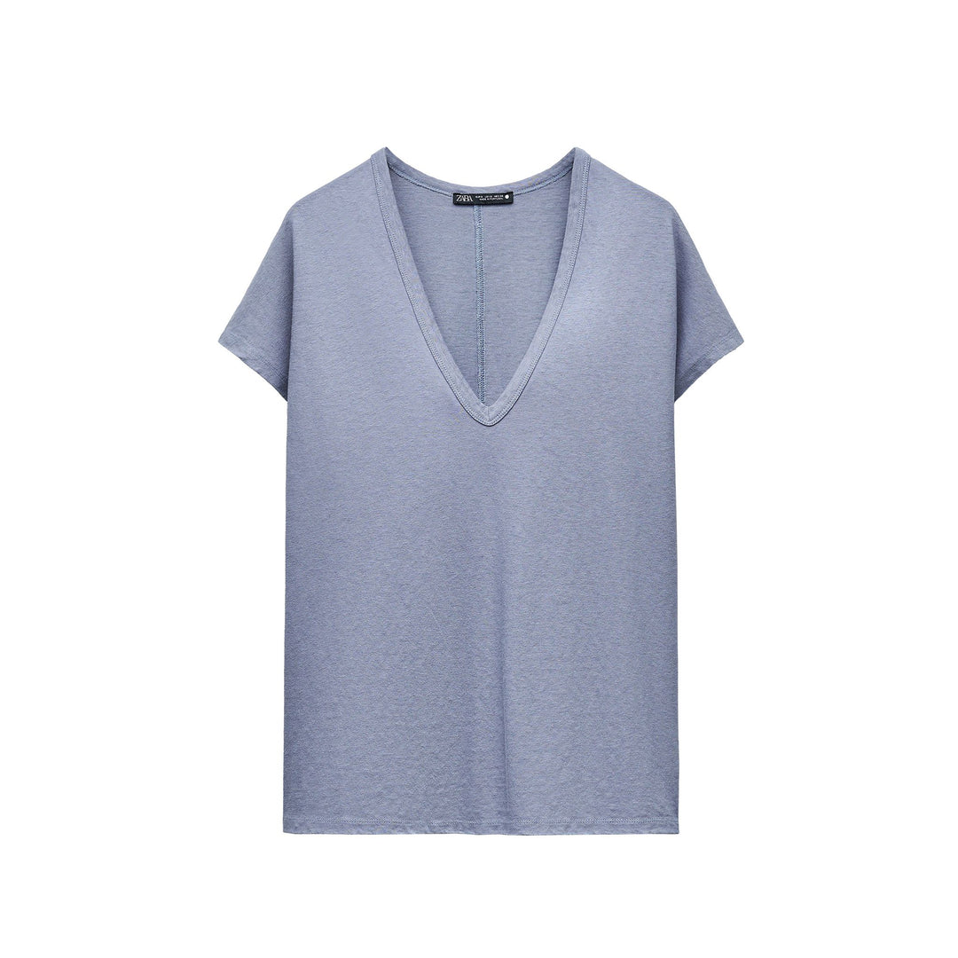 Moudda ZARA - T-shirt Col V Coton et Lin - Tunisie 3