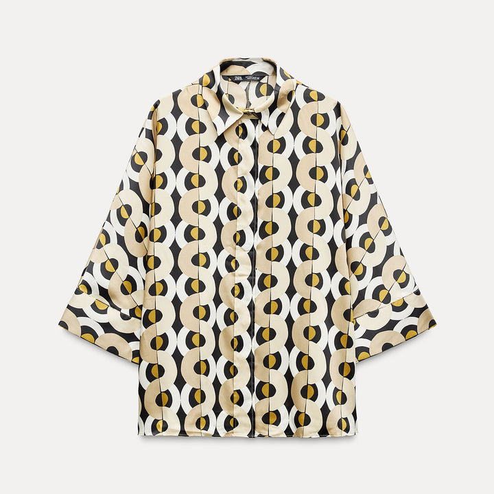 Moudda ZARA - Ensemble chemise ample imprimée géométrique, manches kimono - Tunisie 1