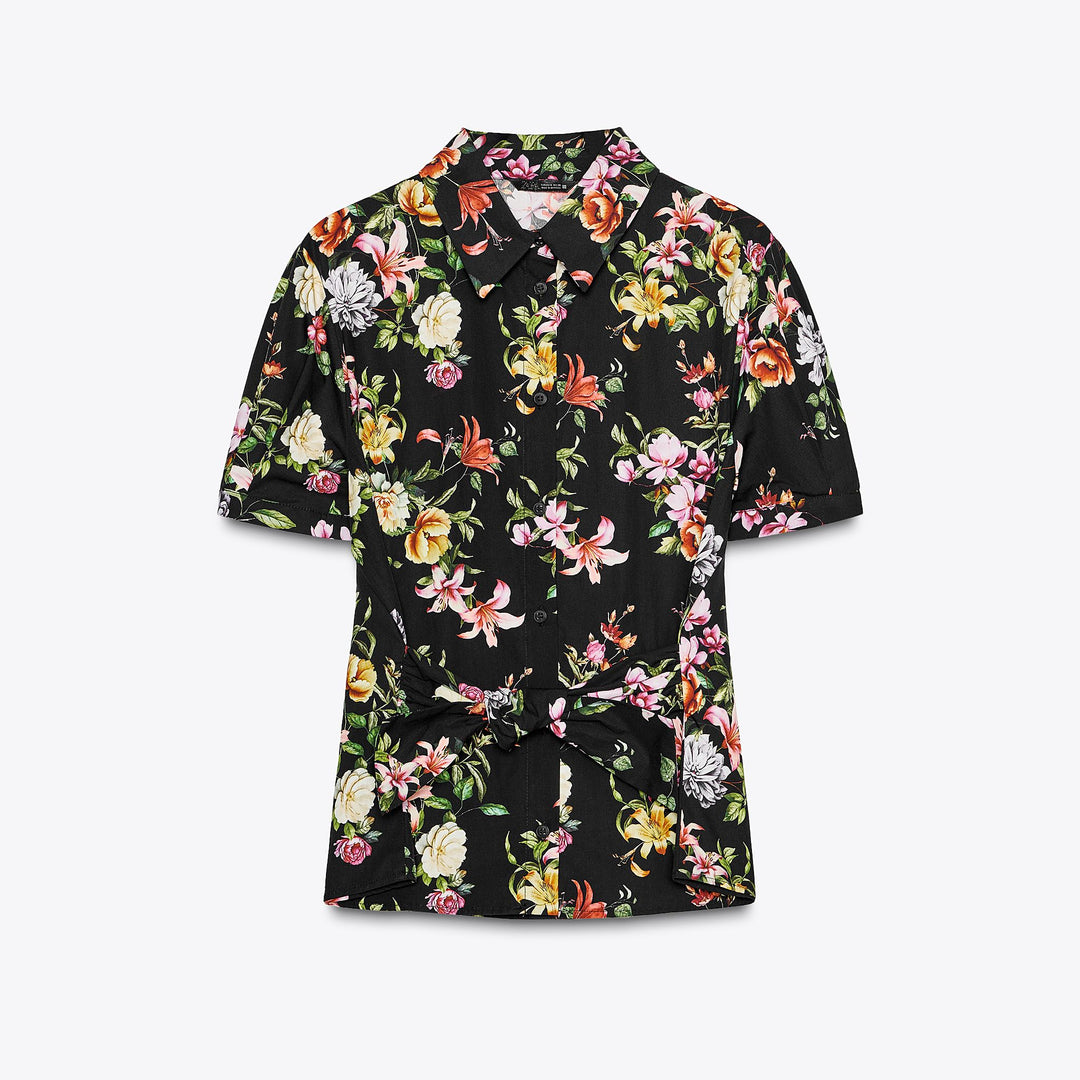 Moudda ZARA - Ensemble Top Popeline - Imprimé Floral & Nœud Taille - Tunisie 1