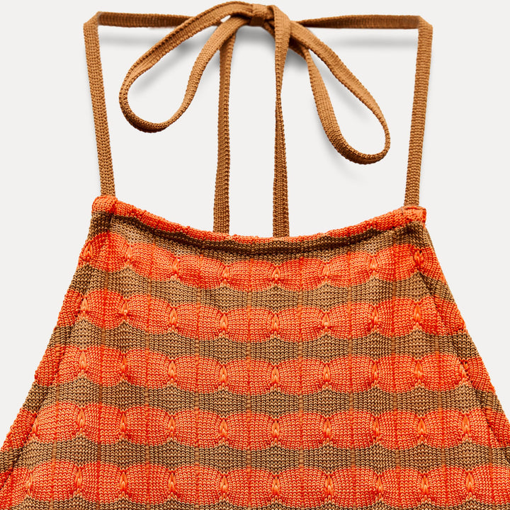 Moudda ZARA - Robe longue col brassière, jacquard rayé - Tunisie 3