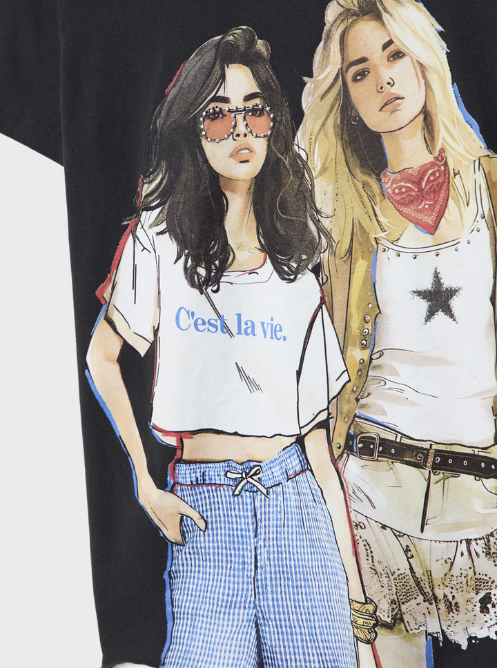 Moudda STRADIVARIUS - T-Shirt Fille Illustrée et Calor - Tunisie 1