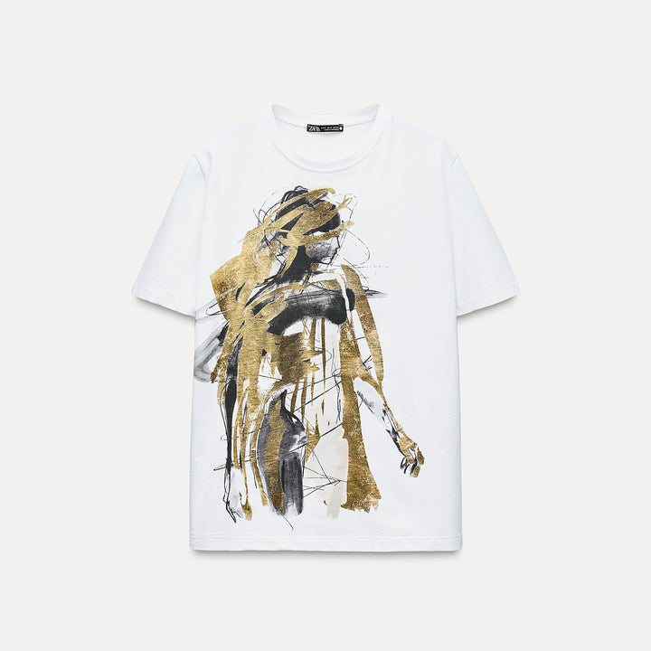 Moudda ZARA - T-shirt col rond, effet métallisé - Tunisie 1