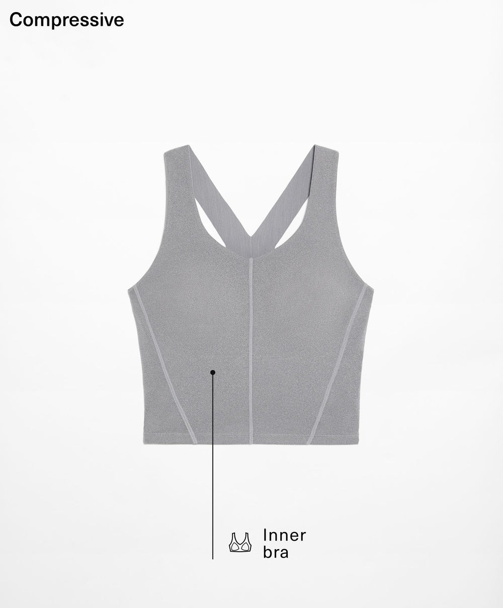 Moudda Oysho - Débardeur Compressif Demi-Bustier Col V Gris Moyen - Tunisie 2