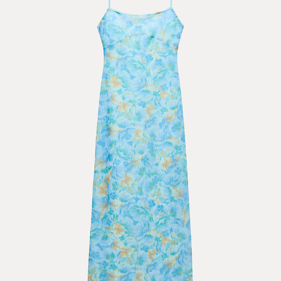 Moudda ZARA - Robe Longue à Bretelles Tulle Imprimé - Tunisie 2