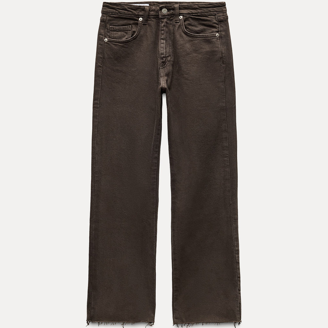 Moudda ZARA - Pantalon évasé court 5 poches taille haute ourlet brut - Tunisie 2