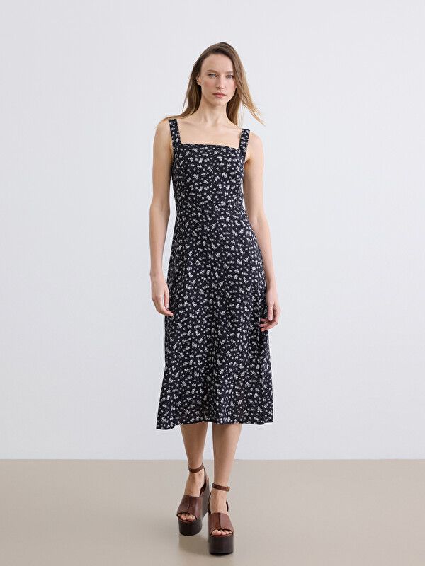 Moudda LC Waikiki - Robe manches courtes en tissu pour Femme couleur Noir imprimé - Tunisie 2