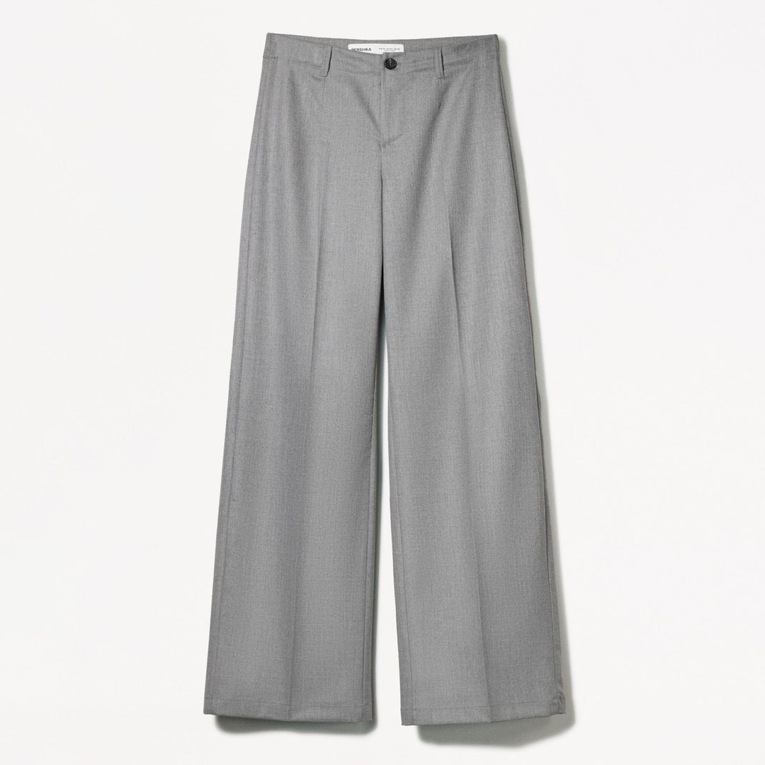 Moudda BERSHKA - Pantalon Wide Leg Polyviscose (Gris Vigo) - Tunisie 1