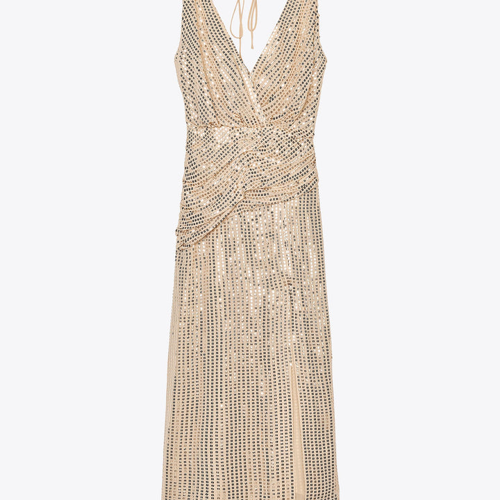 Moudda ZARA - Robe Midi Lingerie - Col Piqué, Paillettes & Asymétrique - Tunisie 1