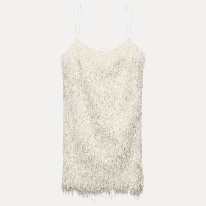 Moudda ZARA - Robe courte pailletée, franges, bretelles - Tunisie 1