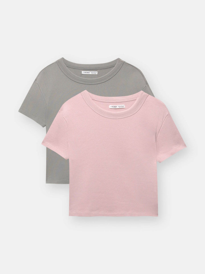 Moudda PULL & BEAR - Pack T-Shirts Basiques - Côtes & Col Rond - Tunisie 3