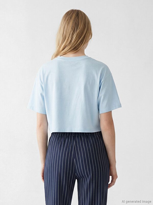 Moudda LC Waikiki - Body manches courtes en jersey pour Femme couleur Bleu clair - Tunisie 4