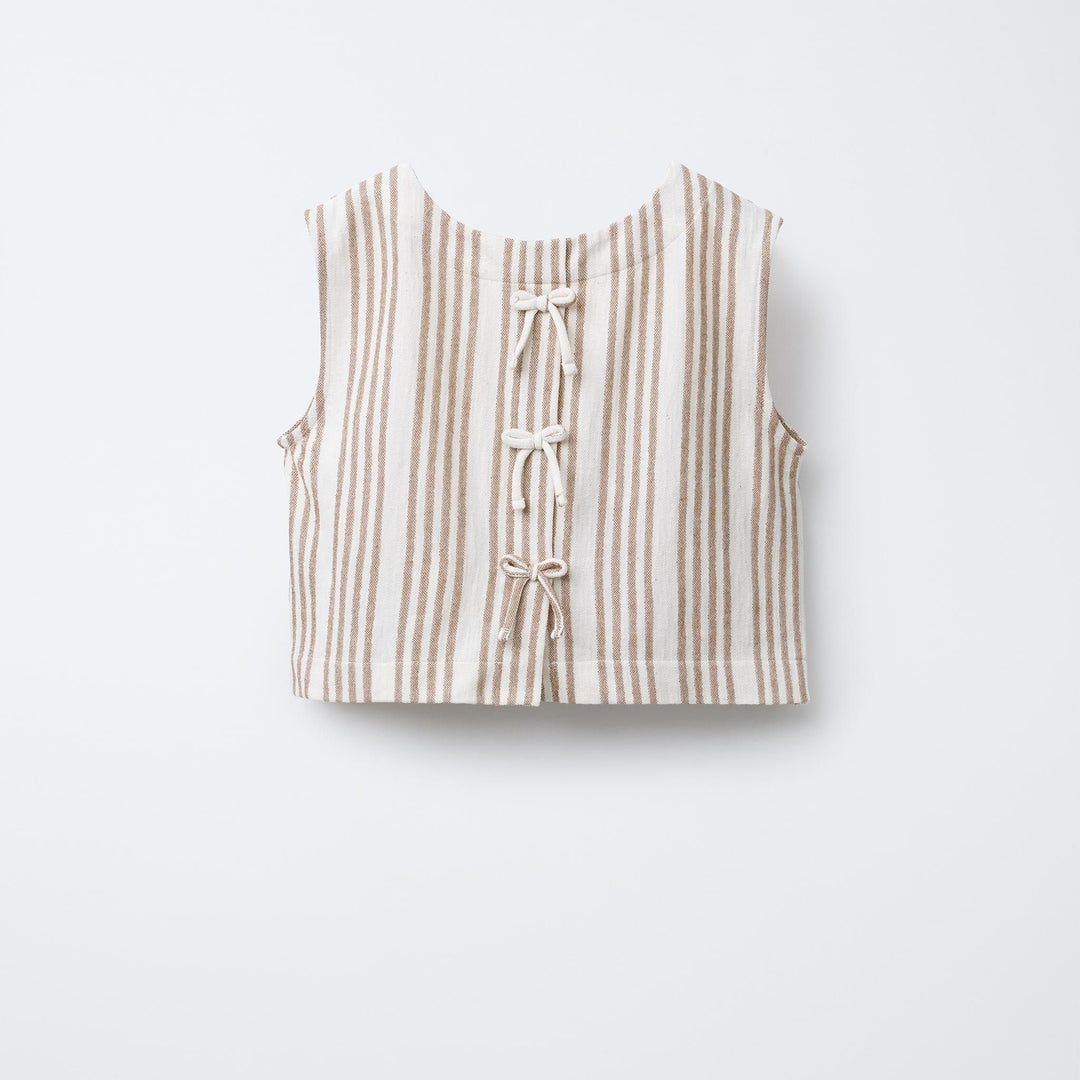Moudda ZARA - T-Shirt - Rayures & Nœuds (Beige) - Tunisie 2