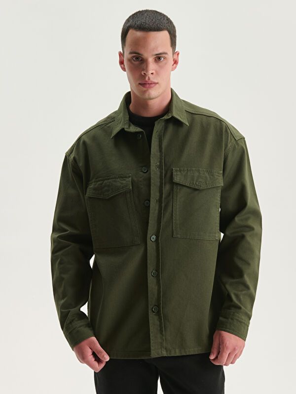 Moudda LC Waikiki - Veste-chemise tissée Homme Kaki - Tunisie 1