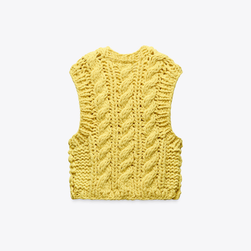 Moudda ZARA - Gilet Maille Fantaisie - Tresses & Boutons Latéraux - Tunisie 2