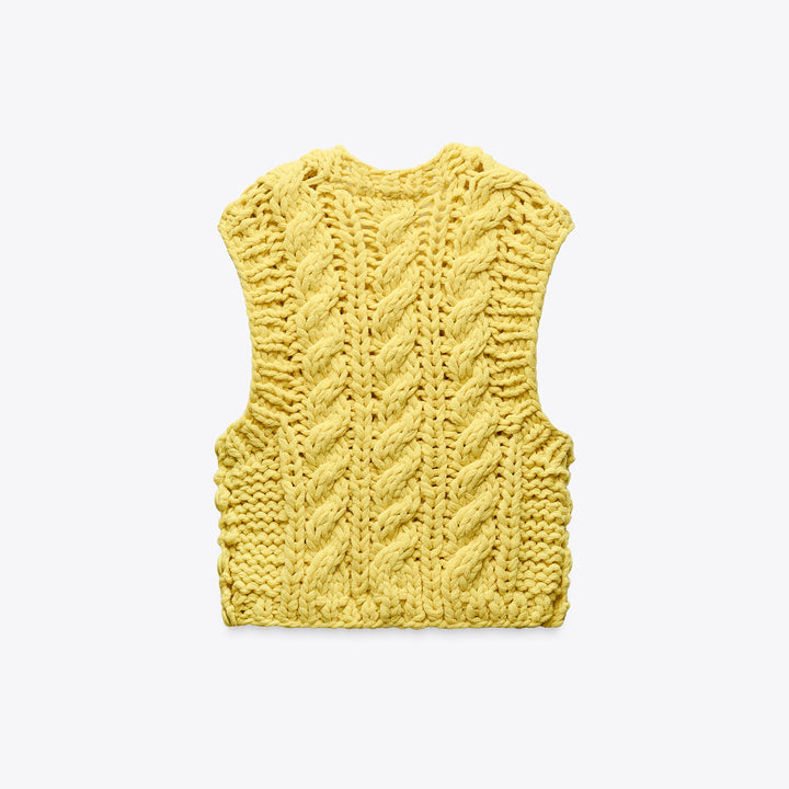 Moudda ZARA - Gilet Maille Fantaisie - Tresses & Boutons Latéraux - Tunisie 2