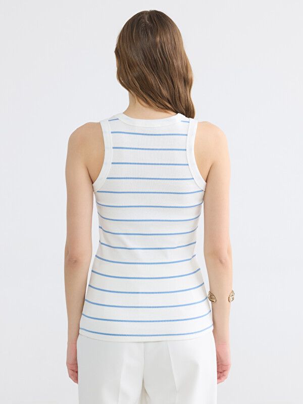 Moudda LC Waikiki - Débardeur basique en jersey pour Femme couleur Bleu rayé - Tunisie 4