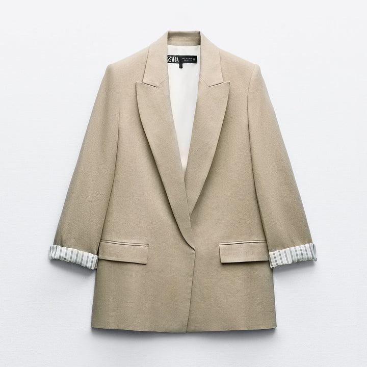 Moudda ZARA - Veste tailleur en lin poignet imprimé - Tunisie 2
