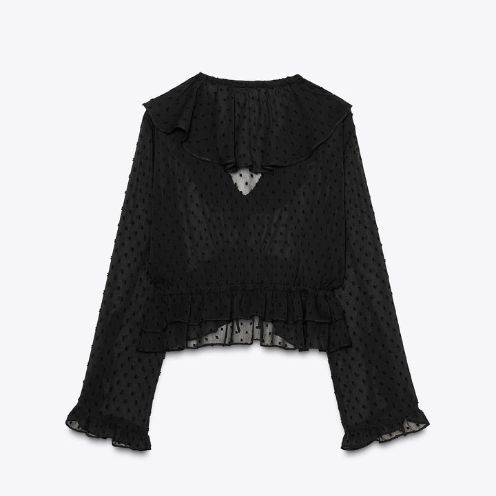 Moudda ZARA - Blouse Plumetis - Manches Flare & Volants - Tunisie 2