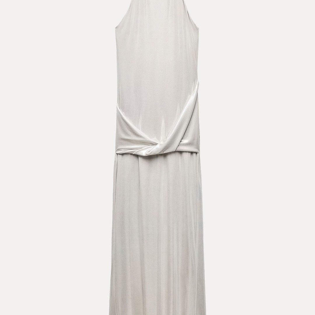 Moudda ZARA - Robe longue maille effet métallisé col licou torsion hanche - Tunisie 2