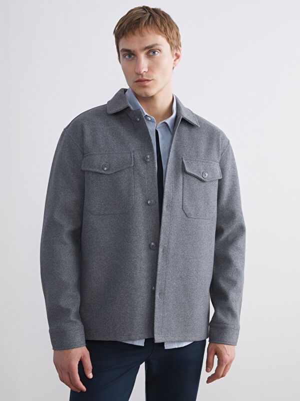 Moudda LC Waikiki - Veste-chemise tissée Homme Gris foncé - Tunisie 1