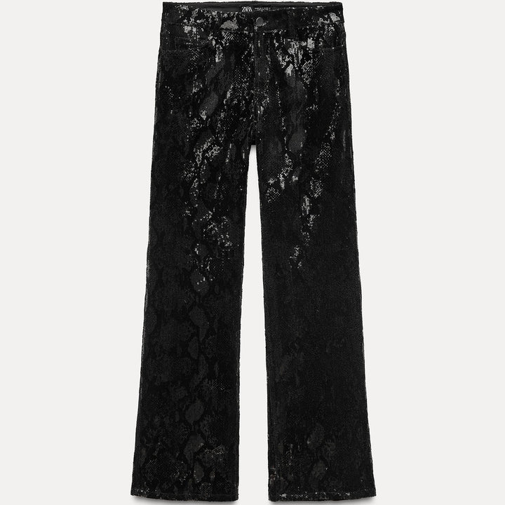 Moudda ZARA - Pantalon droit flocké pailleté - Tunisie 1