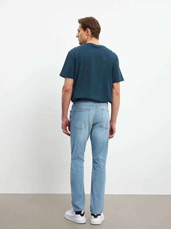 Moudda LC Waikiki - Pantalon jean tissé basique Homme Canne indigo clair - Tunisie 4