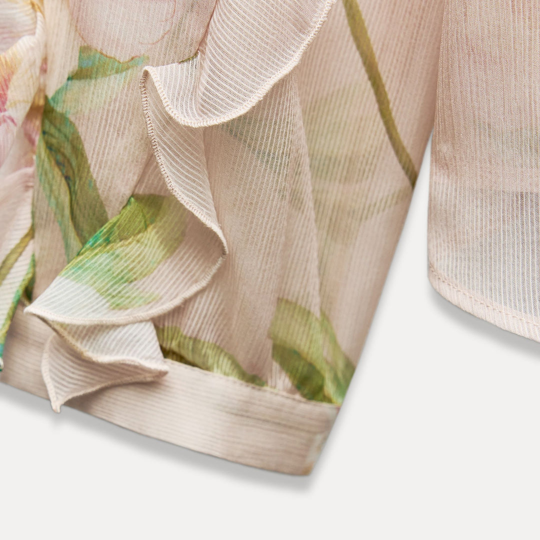 Moudda ZARA - Blouse imprimée fleur dégradée volants manches longues - Tunisie 4