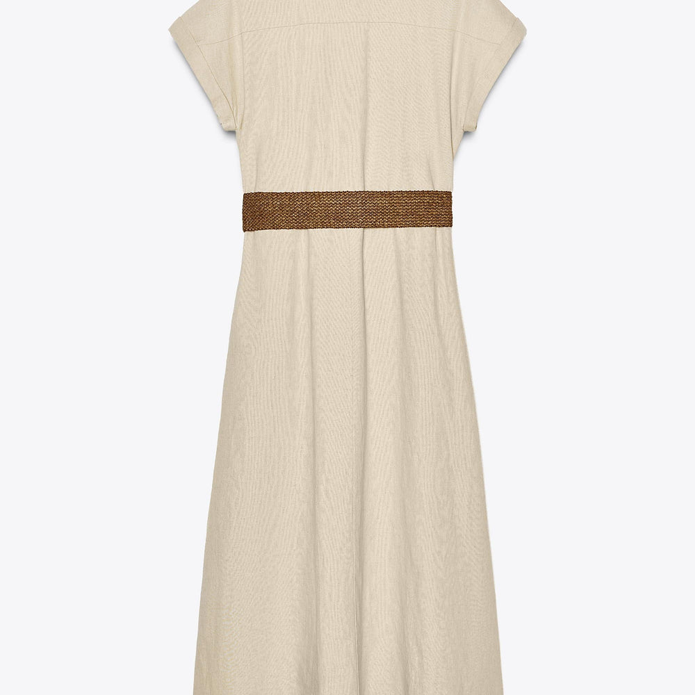 Moudda ZARA - Robe Midi Lin Chemisier - Ceinture - Tunisie 2