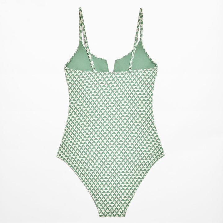 Moudda Oysho - Maillot de Bain Mousse Extra Jacquard Géométrique Vert - Tunisie 1