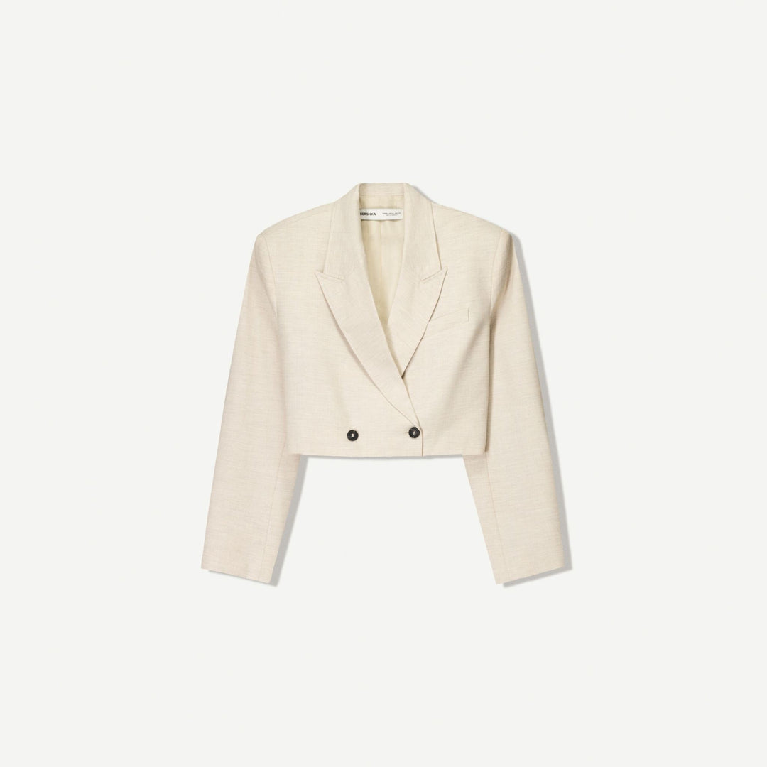 Moudda BERSHKA - Blazer Boxy - Double Boutonnage (Écru) - Tunisie 1
