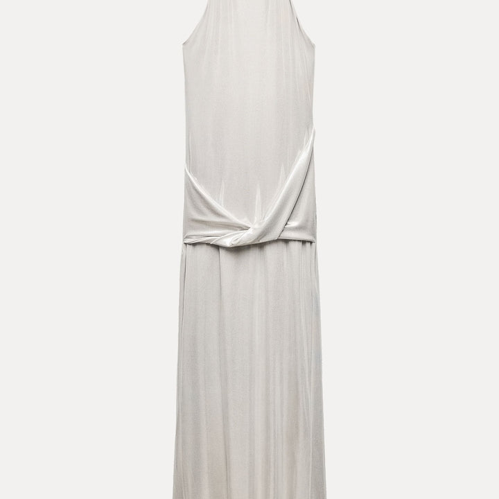 Moudda ZARA - Robe longue maille effet métallisé col licou torsion hanche - Tunisie 1