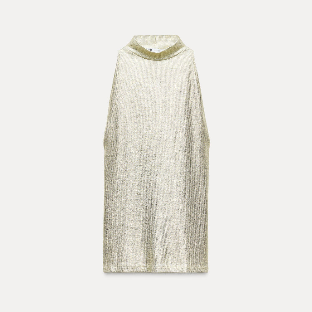 Moudda ZARA - T-shirt col licou effet métallisé côtelé - Tunisie 2