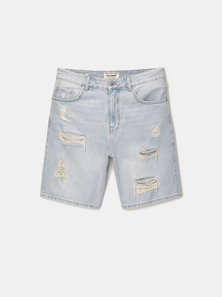 Moudda PULL & BEAR - Bermuda Denim Straight Déchiré TK AK - Tunisie 1