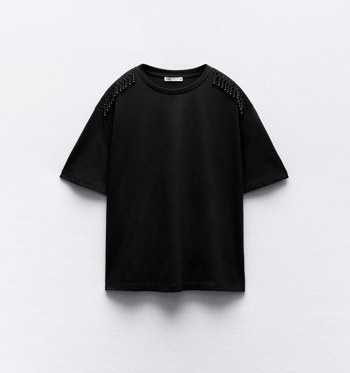 Moudda ZARA - T-shirt épaule ornée de bijoux - Tunisie 3
