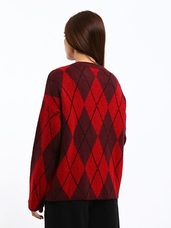 Moudda LC Waikiki - Pull mi-saison en tricot couleur Bordeaux pour femmes - Tunisie 5