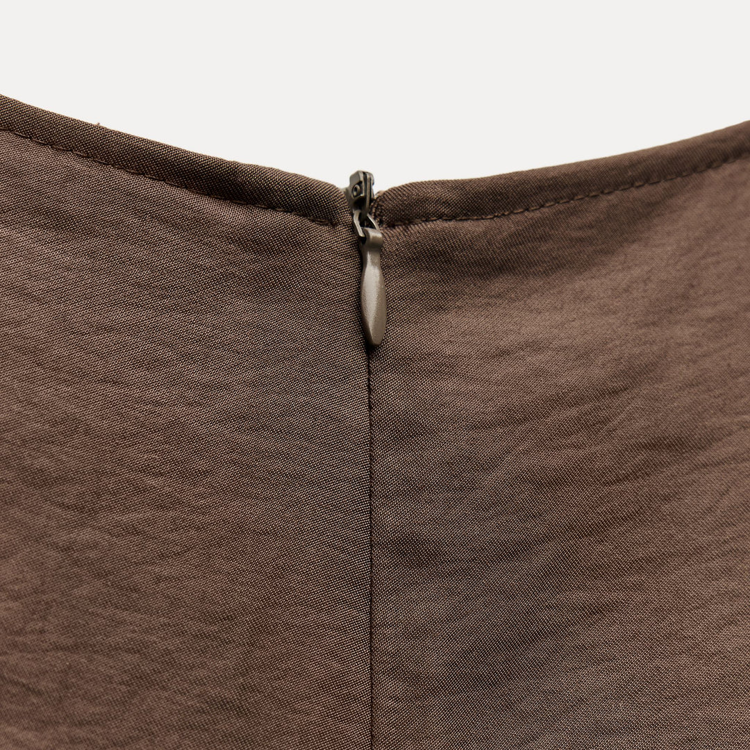Moudda ZARA - Robe mi-longue fluide manches courtes col rond volume - Tunisie 5