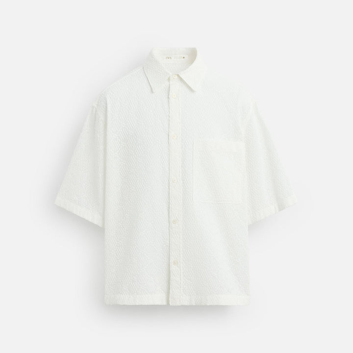 Moudda ZARA - Chemise - Broderie Géométrique & Blanche - Tunisie 1